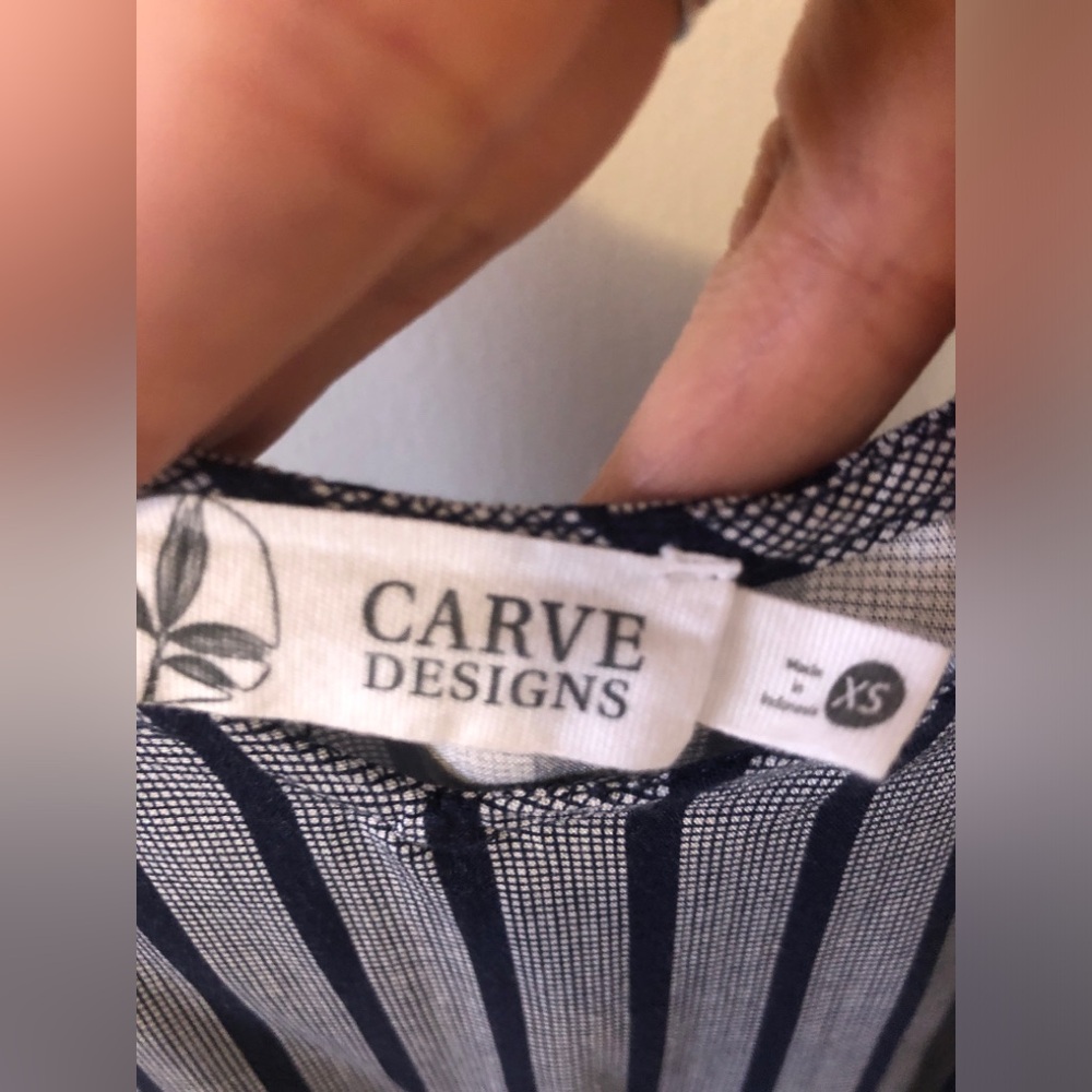 NWT Carve Design Dress Women Midi Macys Madrid Print Navy striped XS - Picture 9 of 13